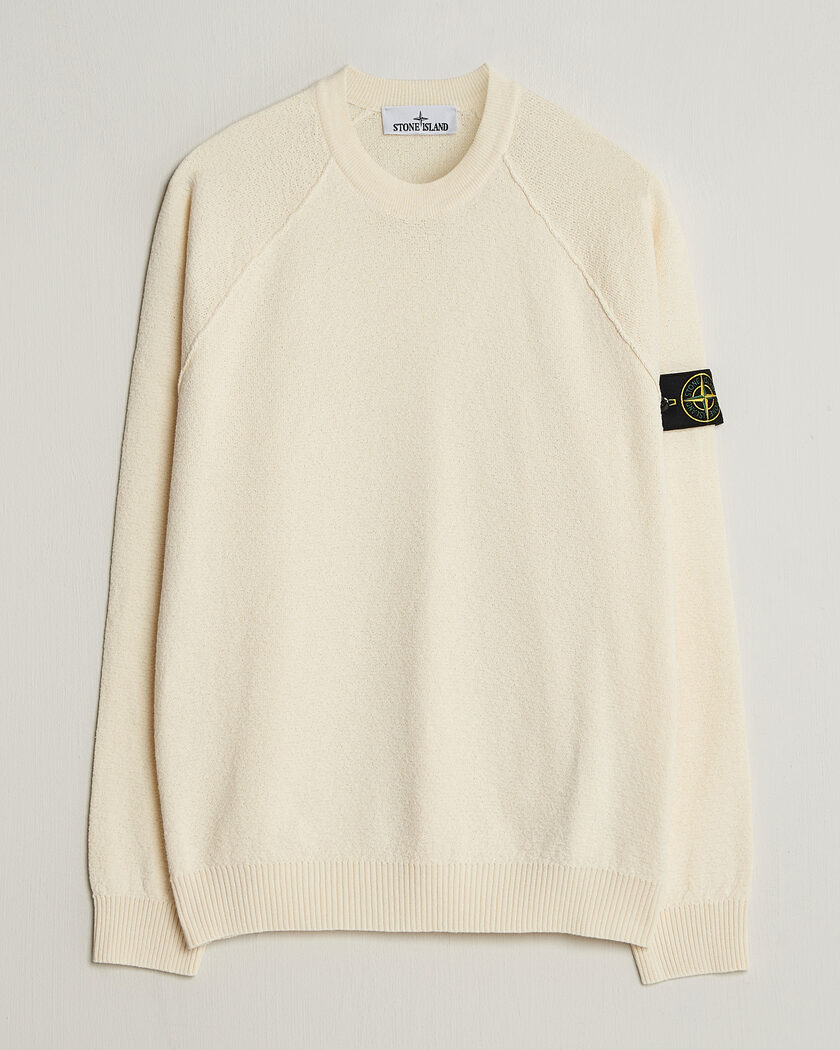Stone Island Raw Hand Organic Cotton Crewneck Ivory – Wit