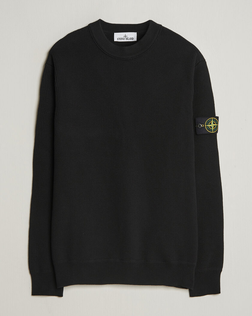 Stone Island Ribbed Soft Organic Cotton Crewneck Black – Zwart