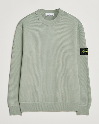Stone Island Ribbed Soft Organic Cotton Crewneck Sage – Groen
