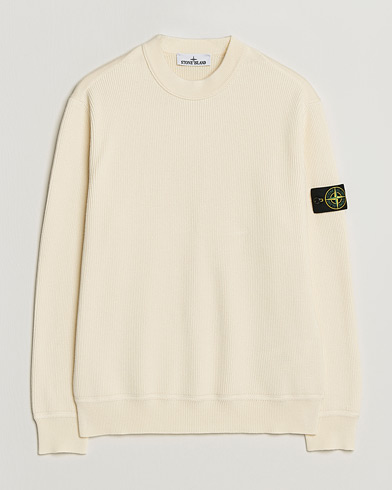 Stone Island Ribbed Soft Organic Cotton Crewneck Ivory – Wit