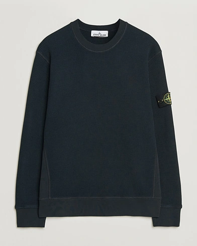 Stone Island Organic Cotton Waffle Fleece Sweatshirt Navy – Blauw
