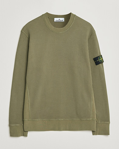 Stone Island Organic Cotton Waffle Fleece Sweatshirt Military – Groen