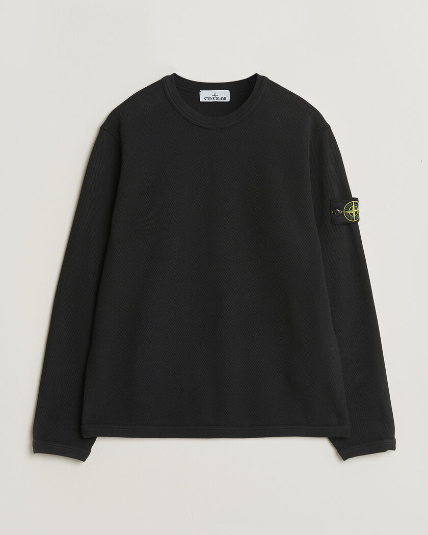 Stone Island Mesh Stitch Organic Cotton Fleece Crewneck Black – Zwart