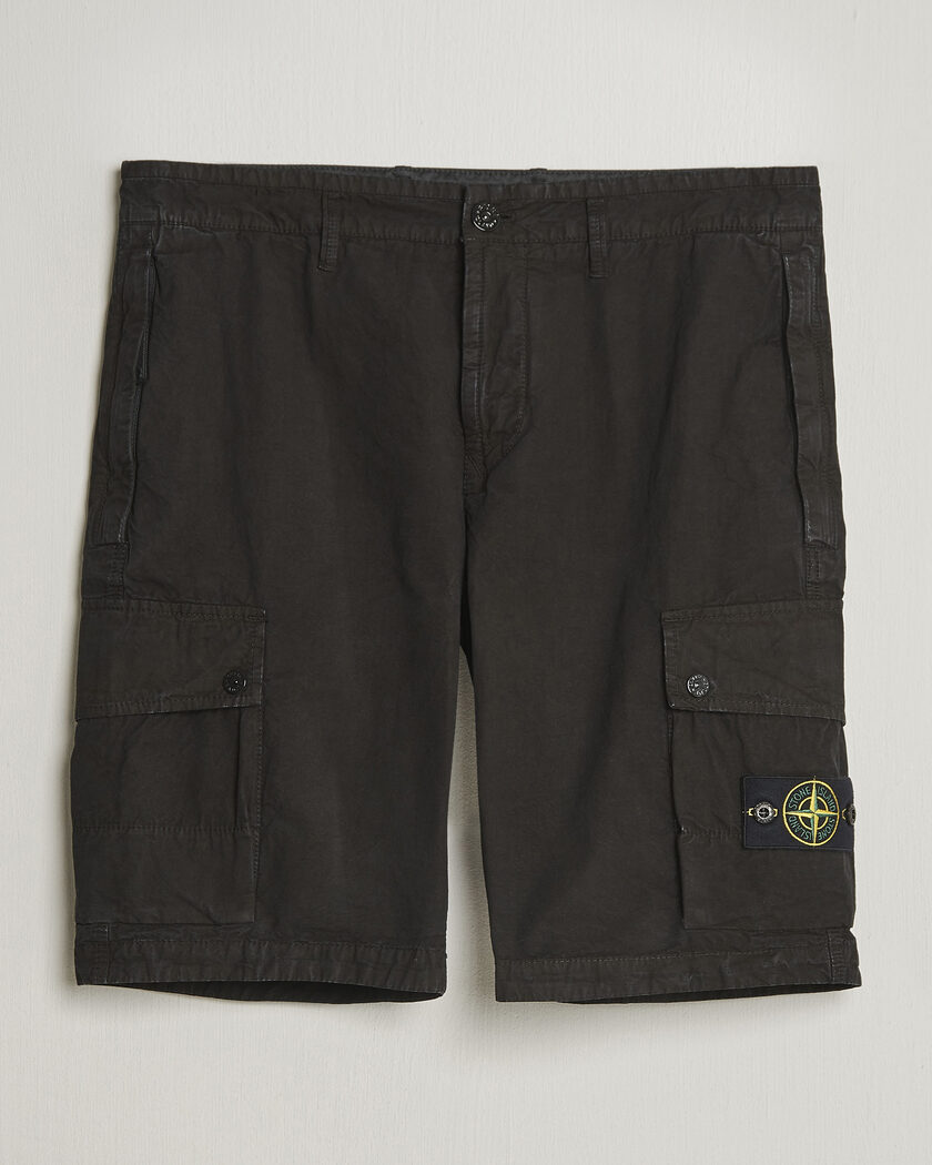 Stone Island Brushed Cotton Canvas Cargo Shorts Black – Zwart