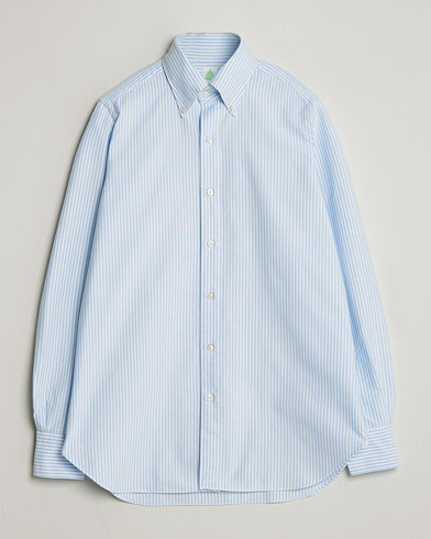 Finamore Napoli Gaeta Oxford Button Down Shirt Light Blue Stripe – Blauw