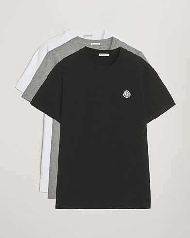 Moncler 3-Pack Logo T-Shirts Black/White/Grey – Grijs
