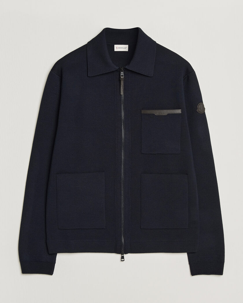 Moncler Zip Wool Cardigan Navy – Blauw