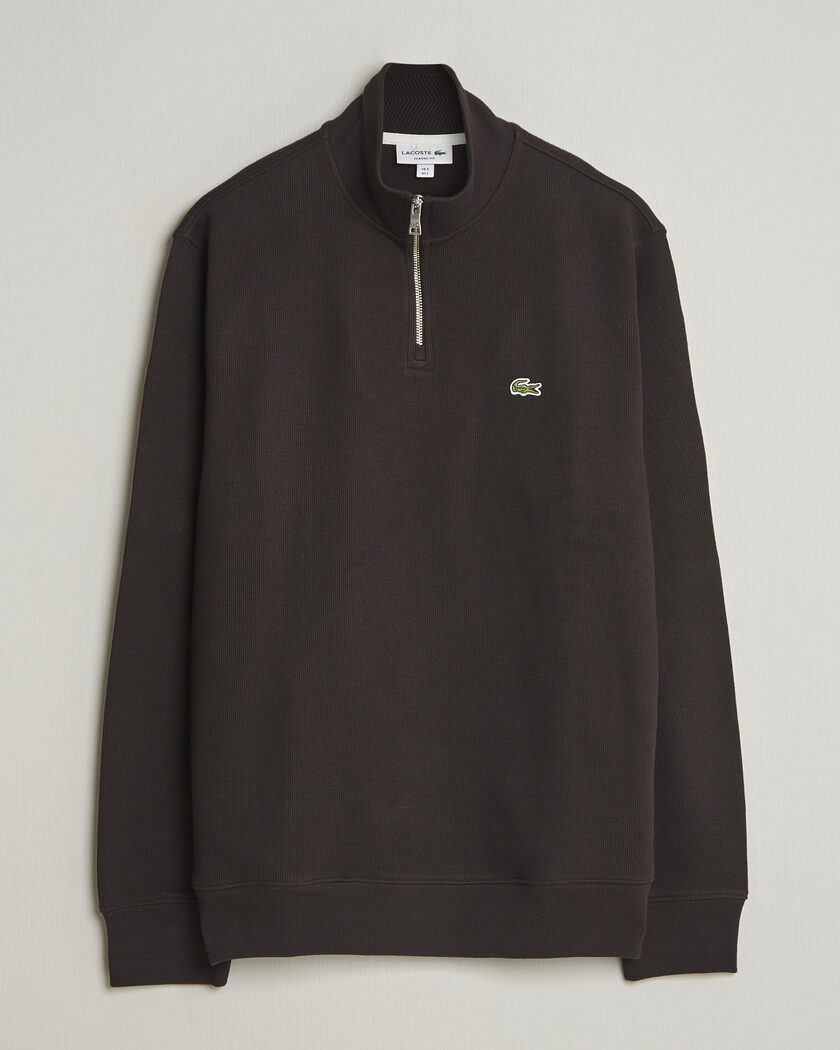 Lacoste Rib Interlock Half Zip Buffle Brown – Bruin