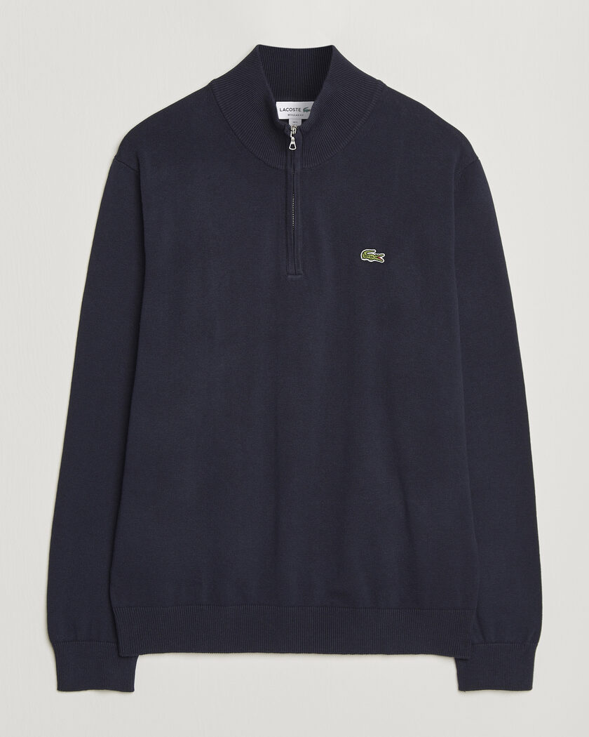 Lacoste Cotton Knitted Half Zip Navy Blue – Blauw