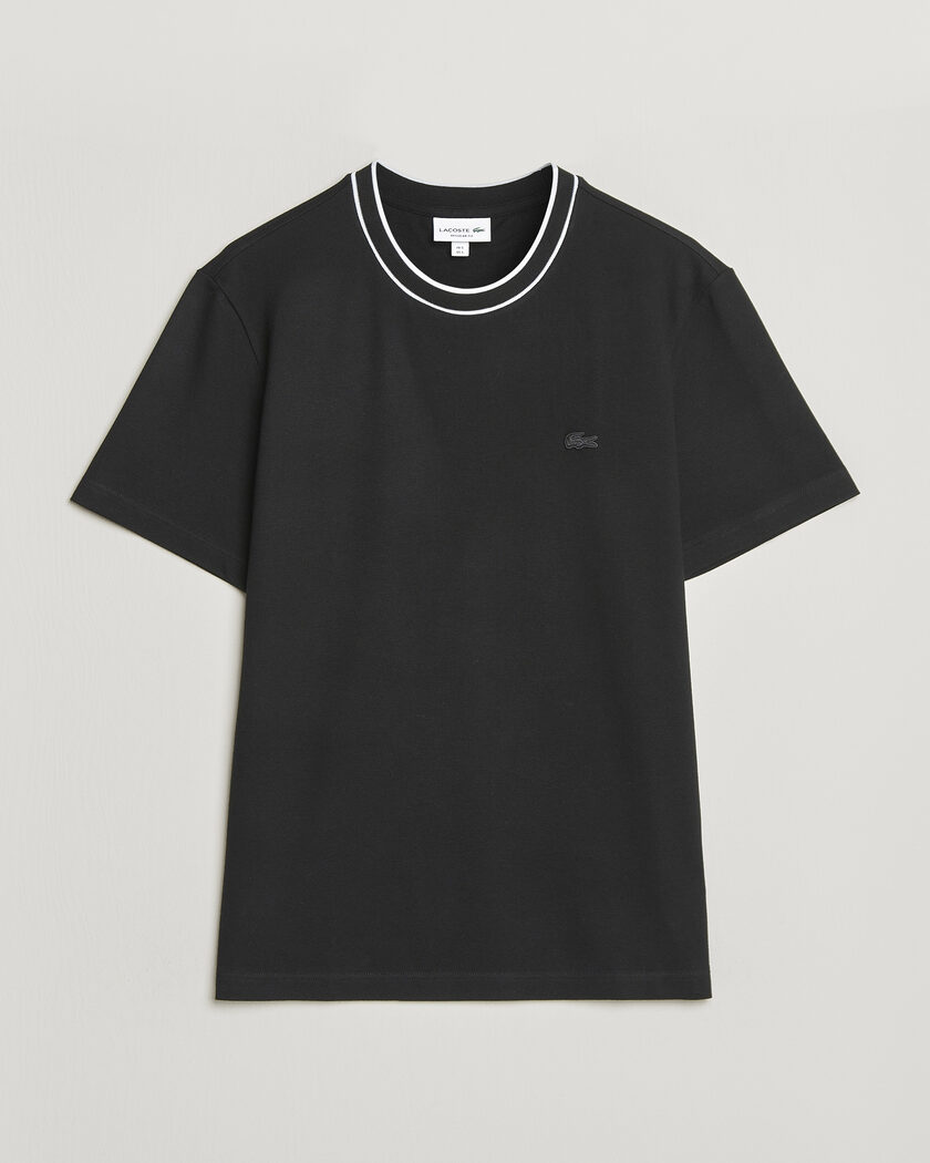 Lacoste Contrast Rib Piqué T-Shirt Black – Zwart