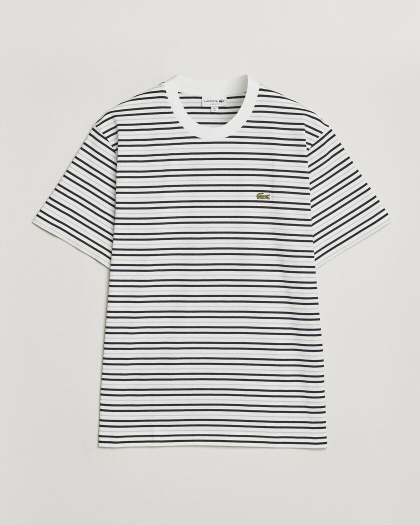 Lacoste Cotton Striped T-Shirt Blackbird/Flour – Wit