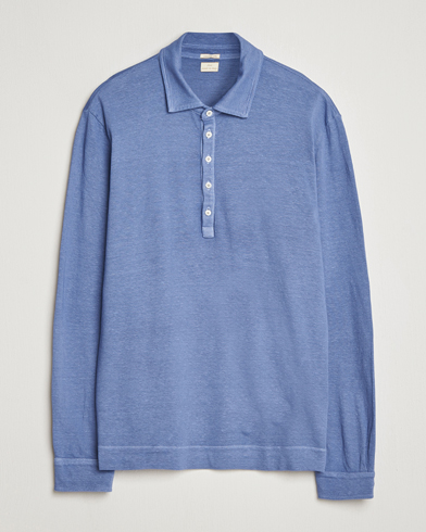 Massimo Alba Raya Cotton/Linen Long Sleeve Polo Tulip – Blauw