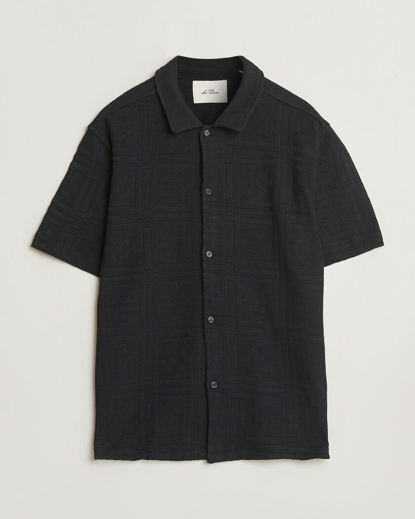LES DEUX Hector Pointelle Short Sleeve Shirt Black – Zwart