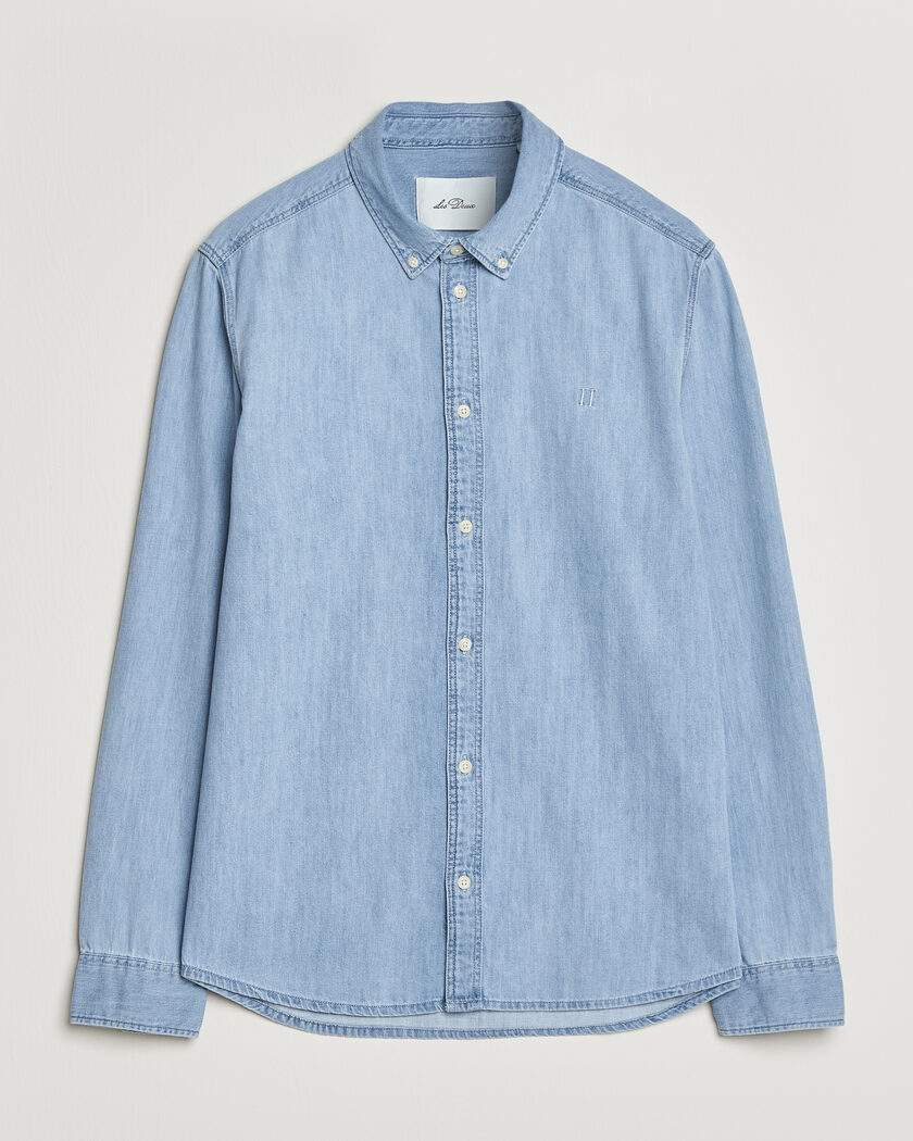 LES DEUX Konrad Denim Shirt Light Indigo Wash – Blauw