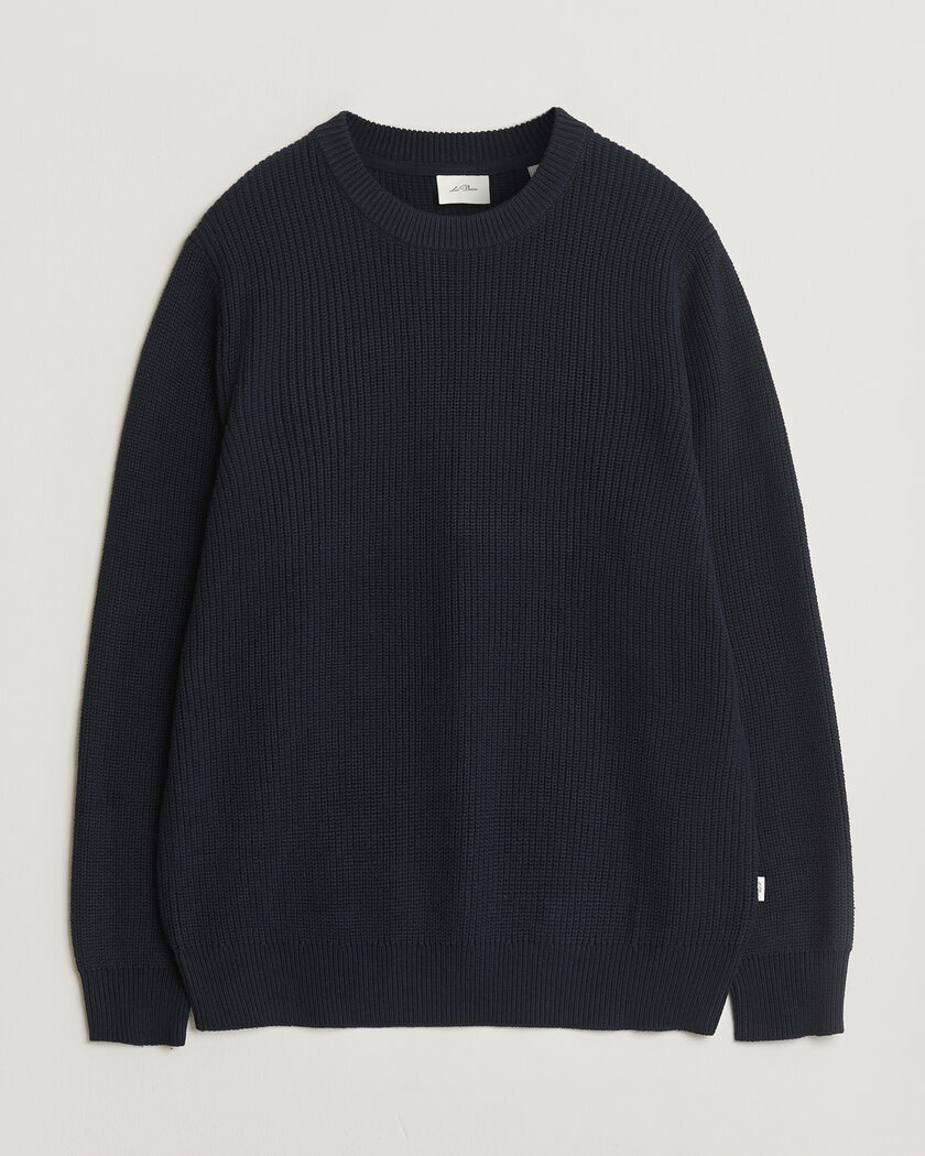 LES DEUX Garry Rib Crew Neck Knit Dark Navy – Blauw