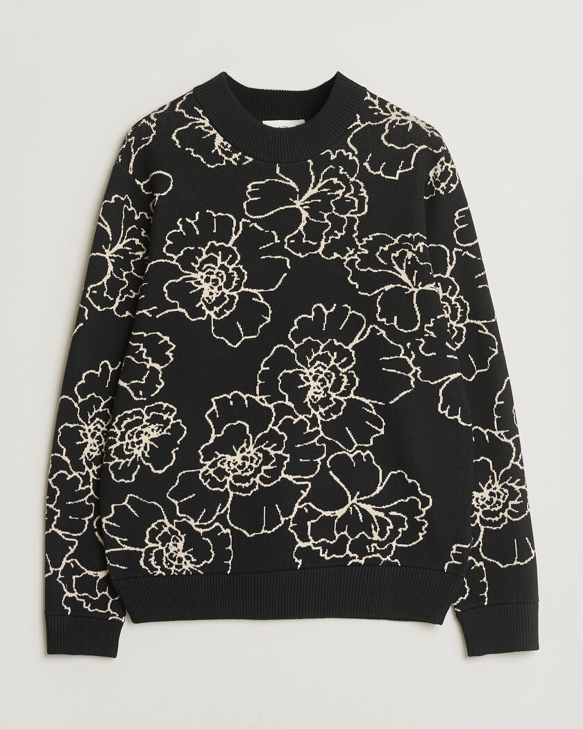 LES DEUX Gaston Poppy Jaquard Knit Black – Zwart