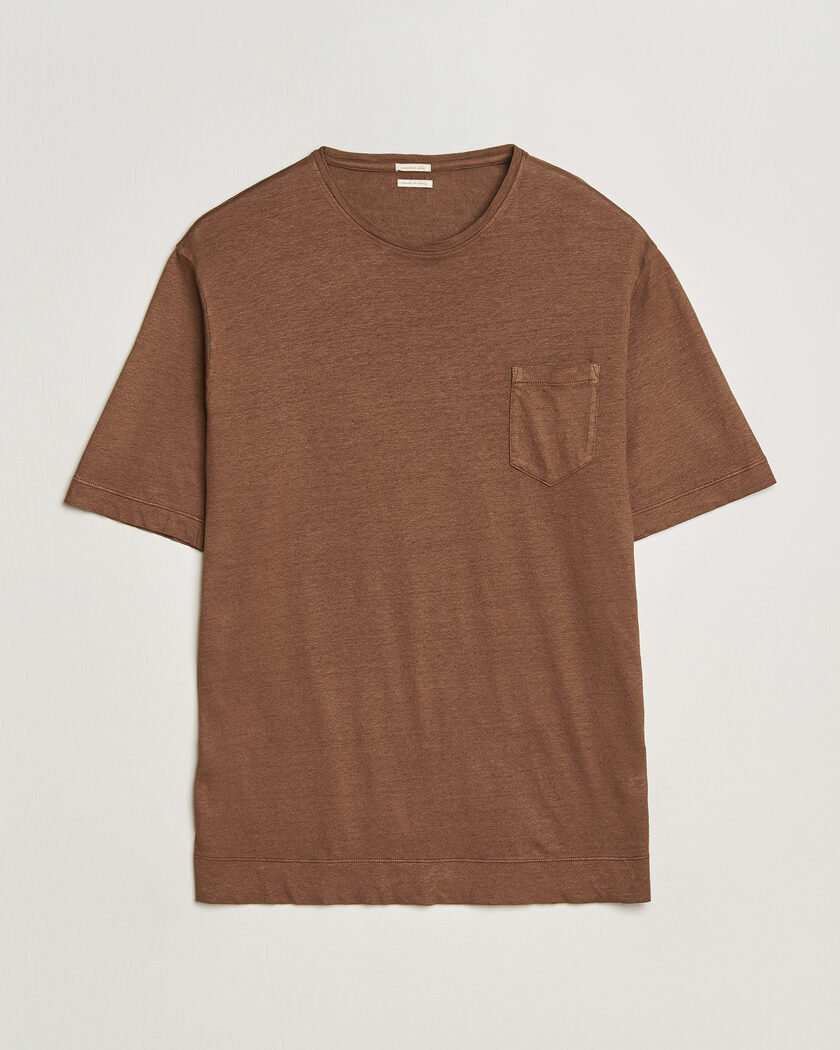 Massimo Alba Panarea Cotton/Linen T-Shirt Wood – Bruin