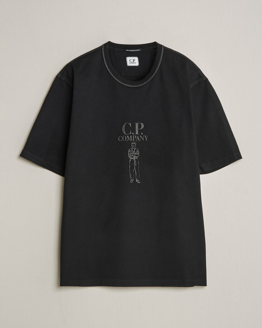 C.P. Company Mercerized Heavy Cotton Chest Logo T-Shirt Black – Zwart