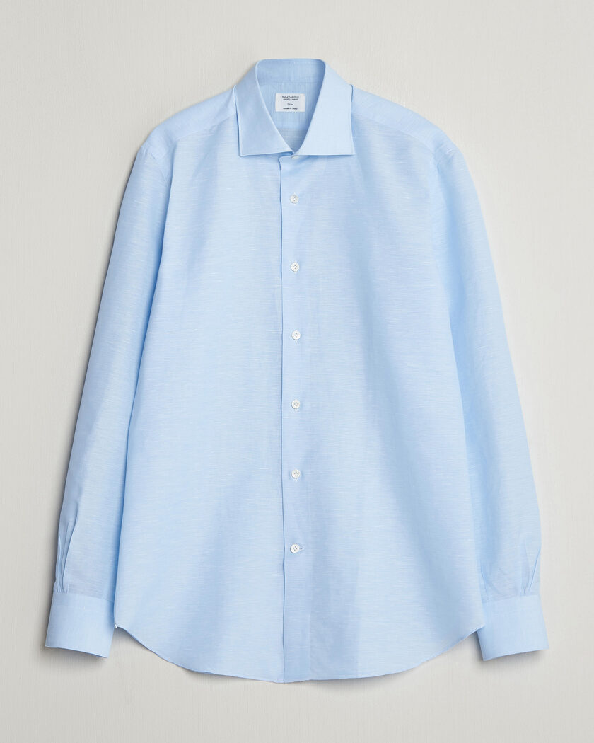 Mazzarelli Soft Cotton/Linen Shirt Light Blue – Blauw