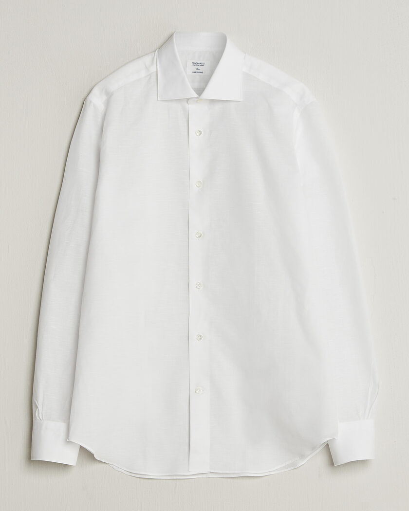 Mazzarelli Soft Cotton/Linen Shirt White – Wit