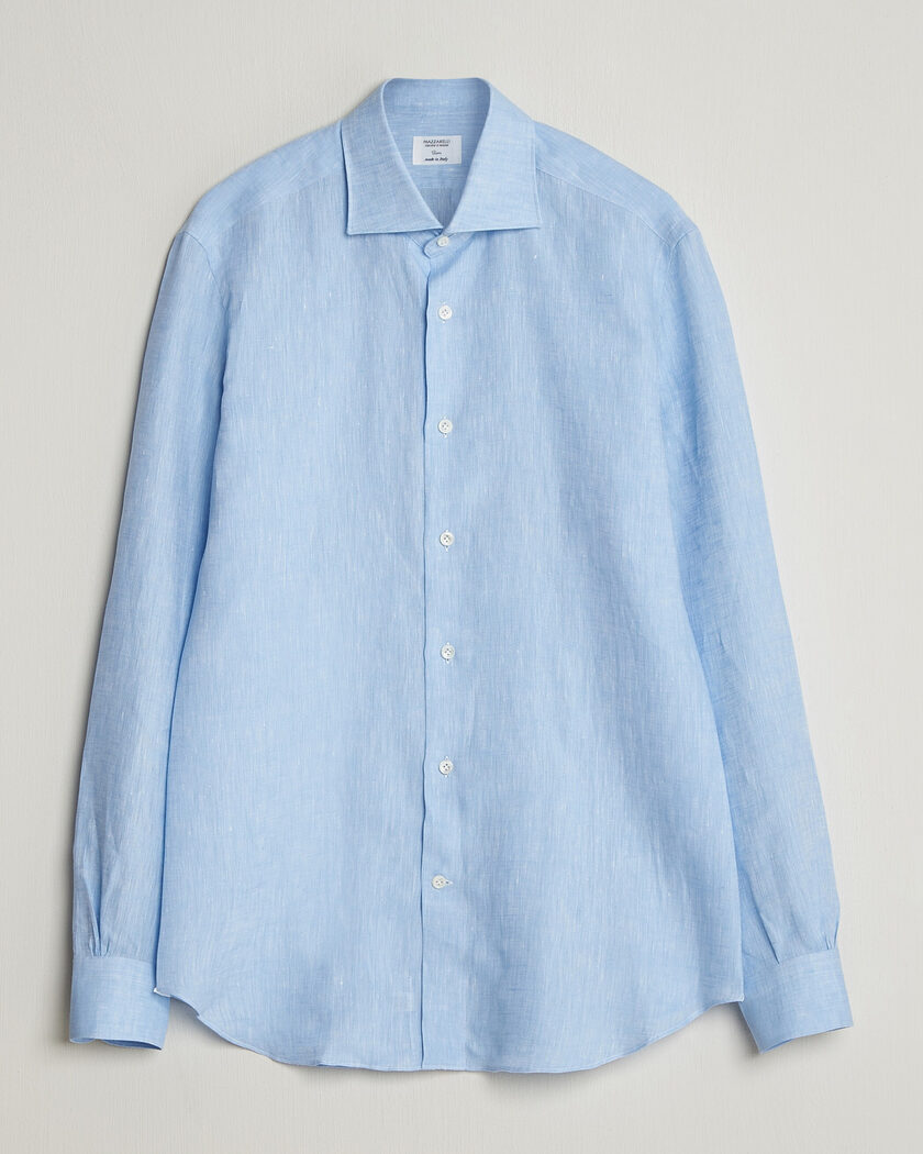 Mazzarelli Soft Linen Shirt Light Blue – Blauw