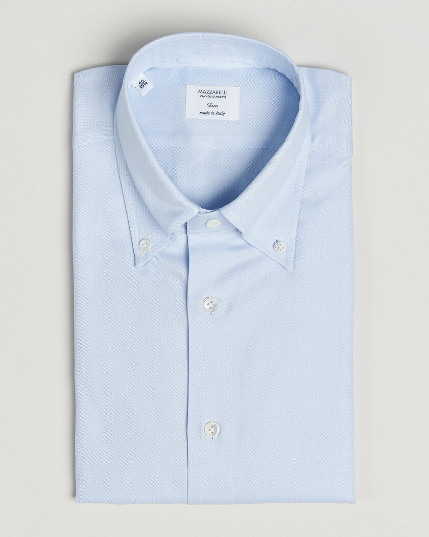 Mazzarelli Soft Oxford Button Down Shirt Light Blue – Blauw