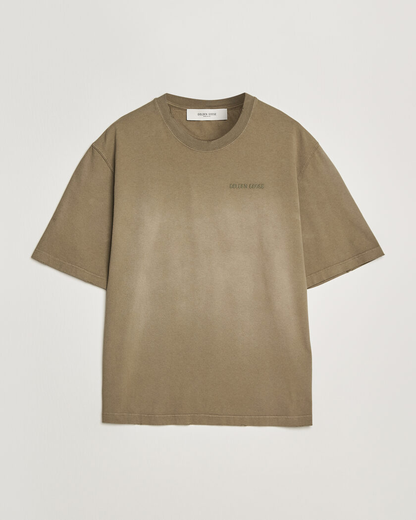 Golden Goose Journey Dyed Cotton T-Shirt Washed Beige – Groen