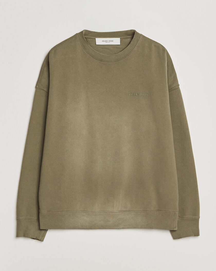 Golden Goose Journey Dyed Cotton Sweatshirt Washed Beige – Groen