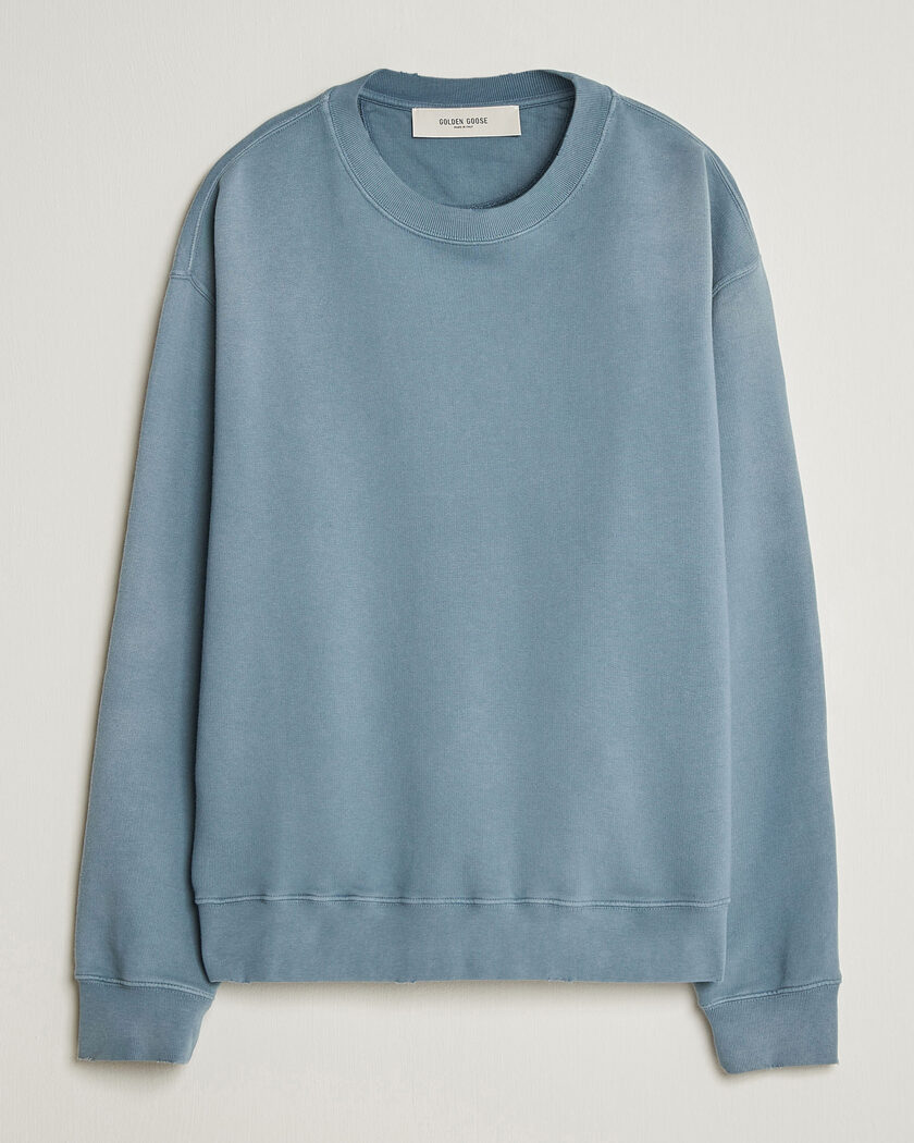 Golden Goose Boxi Faded Cotton Sweatshirt Windward Blue – Blauw