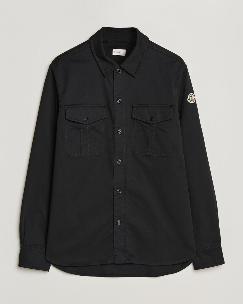Stone Island Garment Dyed Cotton Zip Overshirt Black | Man