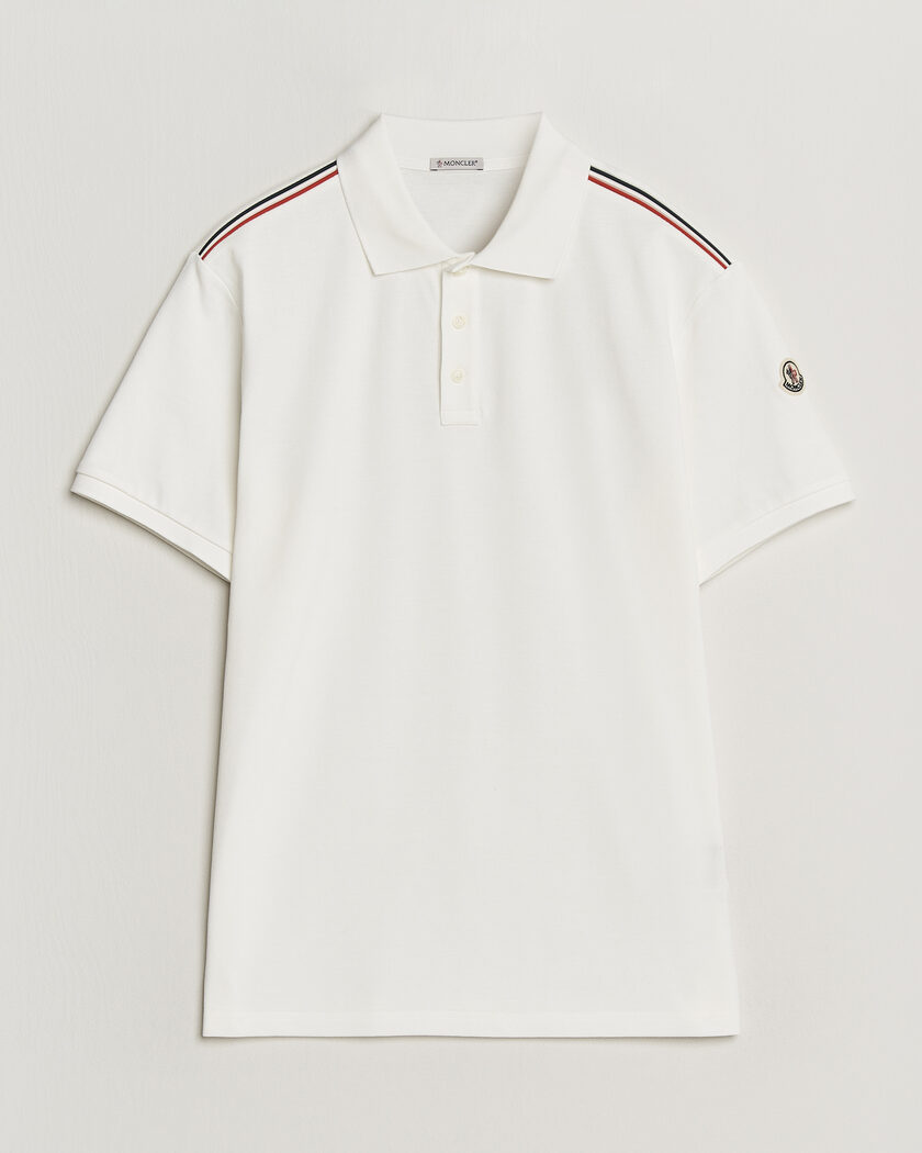 Moncler Contrast Rib Polo White | Man - CareOfCarl.nl