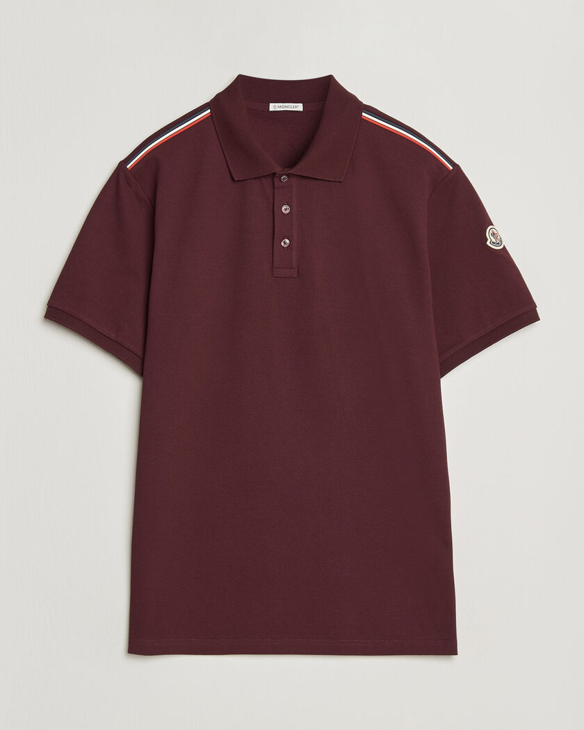 Moncler Tricolore Shoulder Polo Burgundy – Rood