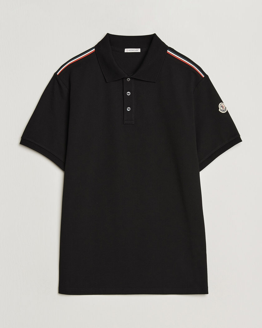 Moncler Tricolore Shoulder Polo Black – Zwart