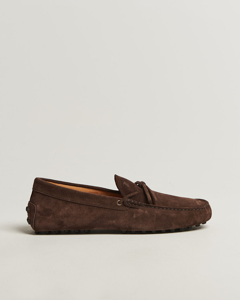 Tod's Lacetto Gommino Carshoe Dark Brown Suede – Bruin