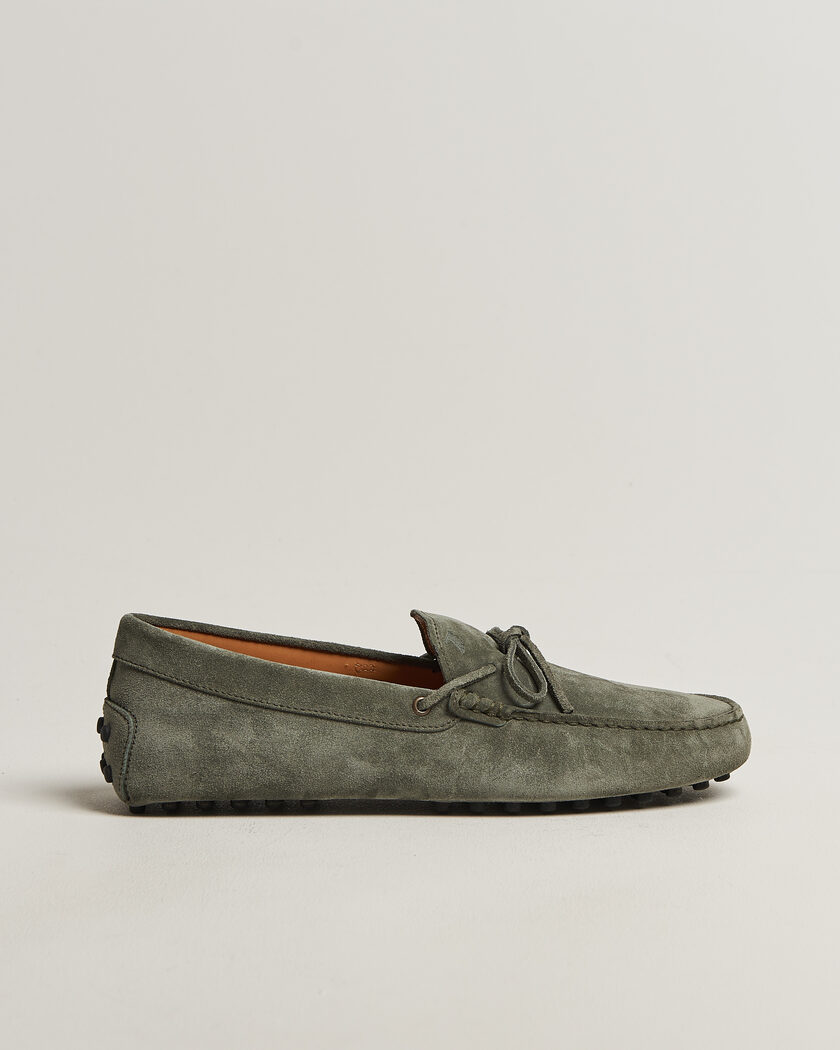 Tod's Lacetto Gommino Carshoe Green Suede – Groen