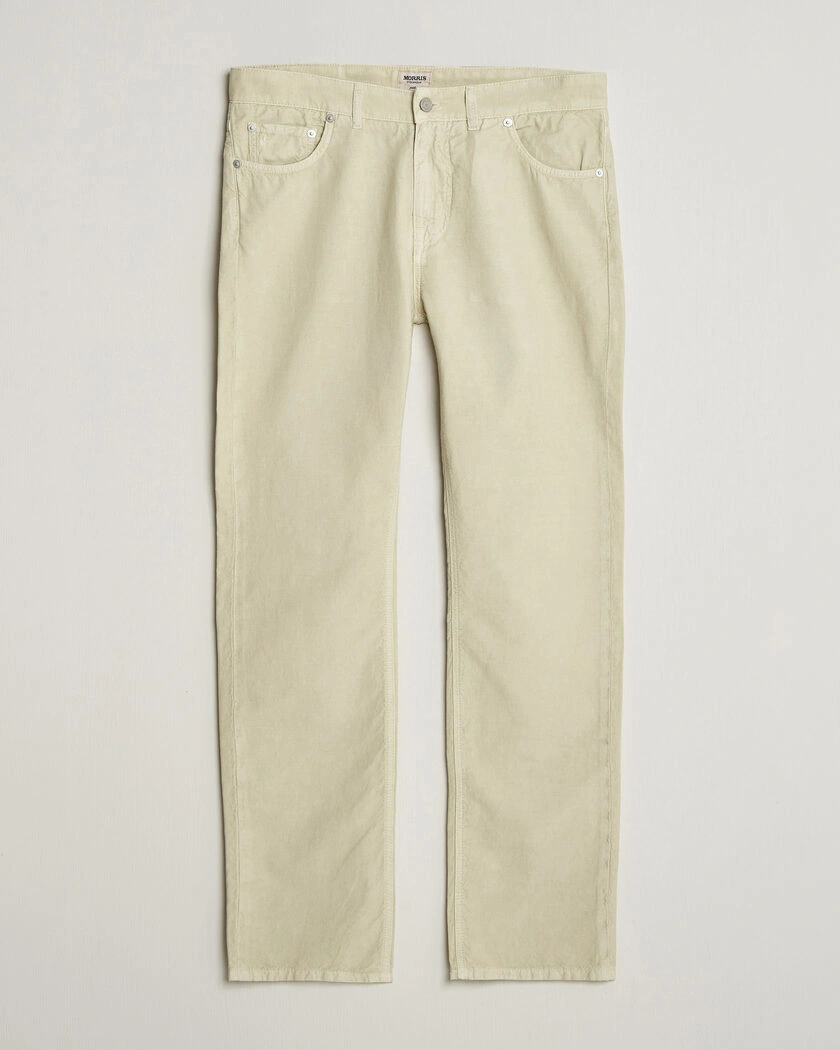 Morris James Washed Linen 5-Pocket Pants Khaki – Beige
