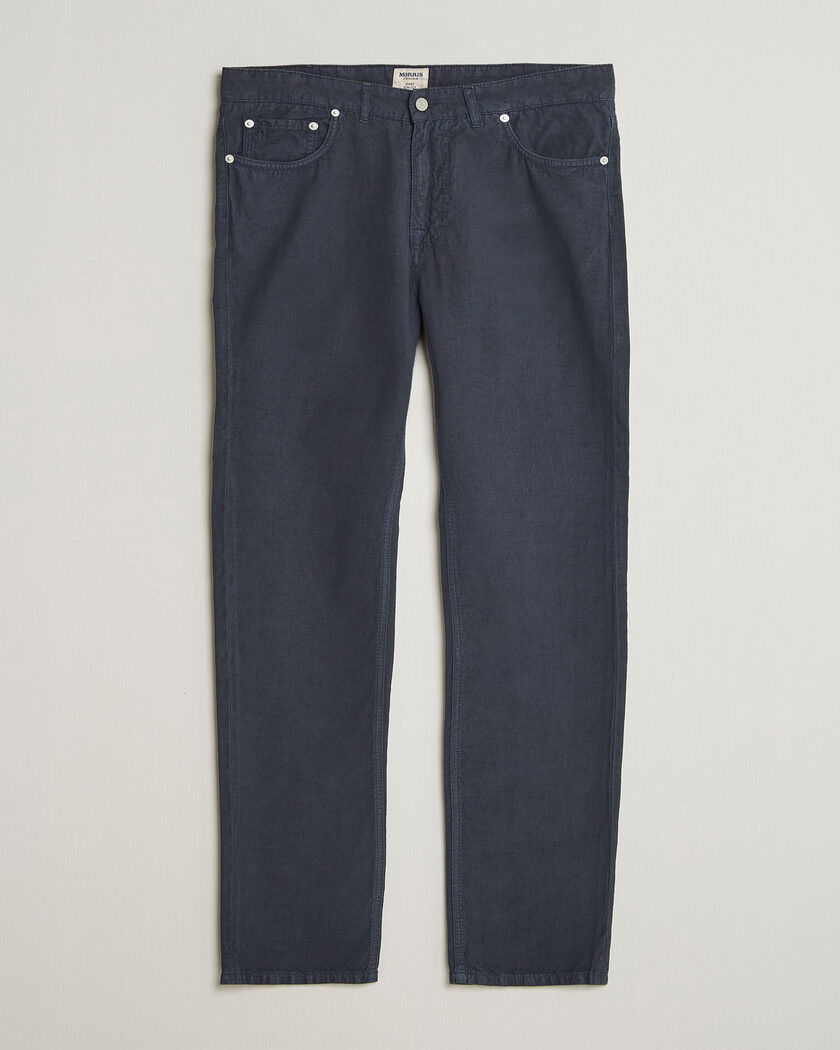 Morris James Washed Linen 5-Pocket Pants Dark Blue – Blauw