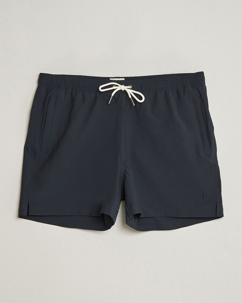 Morris Seersucker Bathing Trunks Dark Blue – Blauw