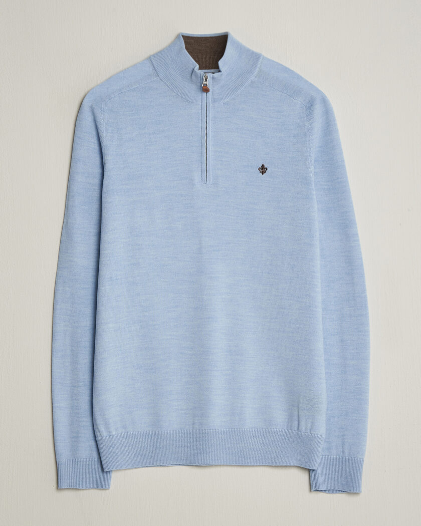 Morris John Merino Half-Zip Light Blue – Blauw
