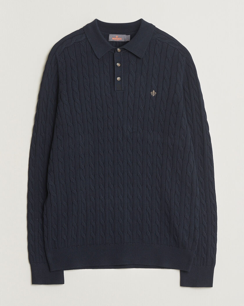Morris Lancaster Cable Polo Navy – Blauw