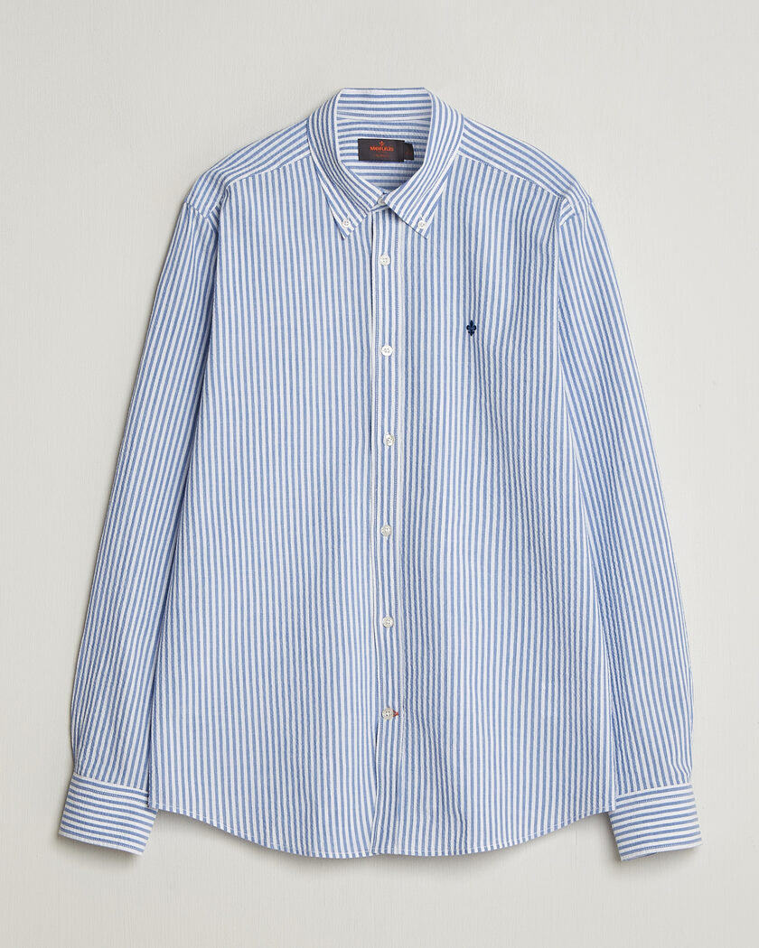Morris Seersucker Shirt Blue – Blauw