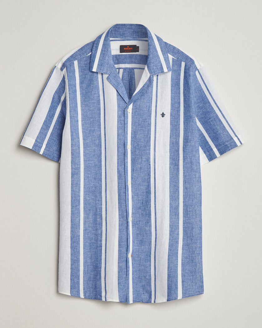 Morris Resort Short Sleeve Linen Shirt Blue – Blauw