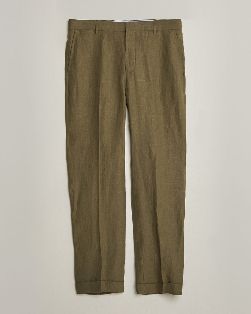 Polo Ralph Lauren Linen Pleated Trousers Basic Olive – Groen
