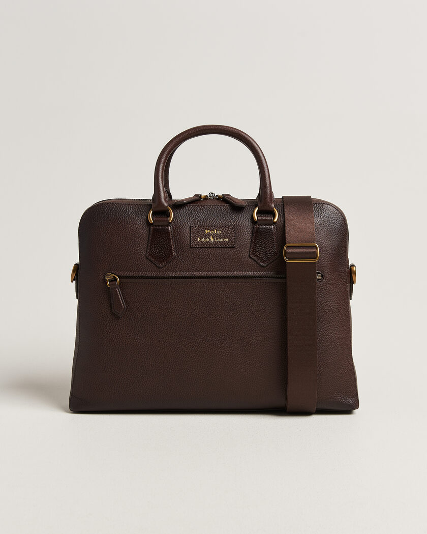 Polo Ralph Lauren Pebble Leather Briefcase Dark Brown – Bruin