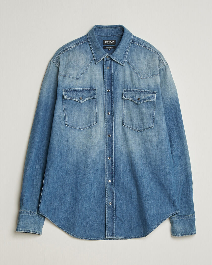Dondup Regular Fit Denim Shirt Medium Blue – Blauw