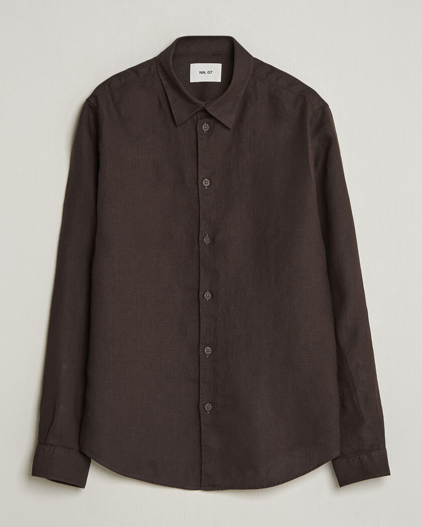 NN07 Enzo Linen Shirt Deep Truffle – Bruin