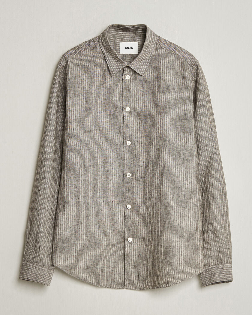 NN07 Enzo Linen Shirt Clay Stripe – Grijs