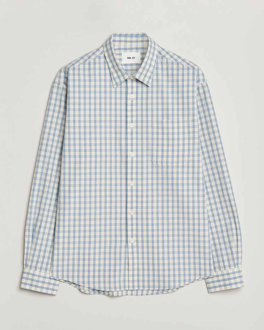 NN07 Deon Brushed Cotton Shirt Ecru Check – Meerkleurig