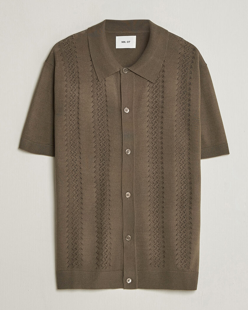 NN07 Thor Knitted Short Sleeve Shirt Mable Husk – Groen