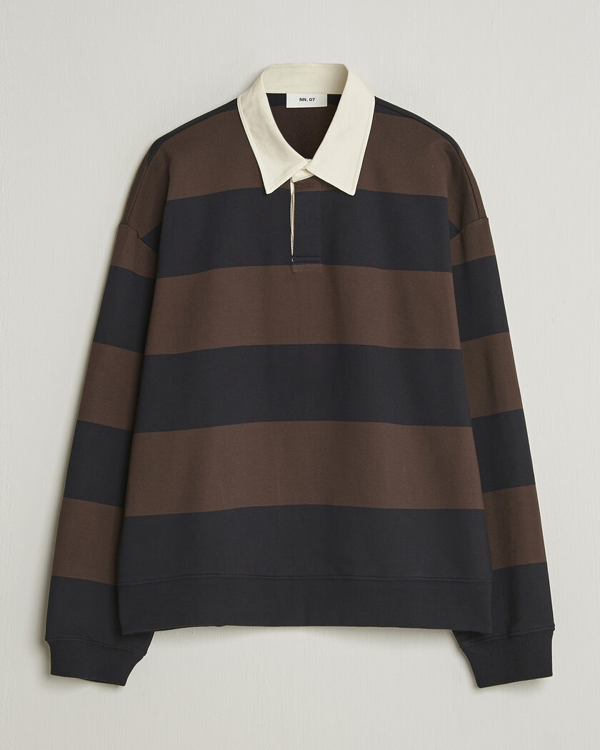 NN07 David Rugby Sweater Brown Stripe – Meerkleurig